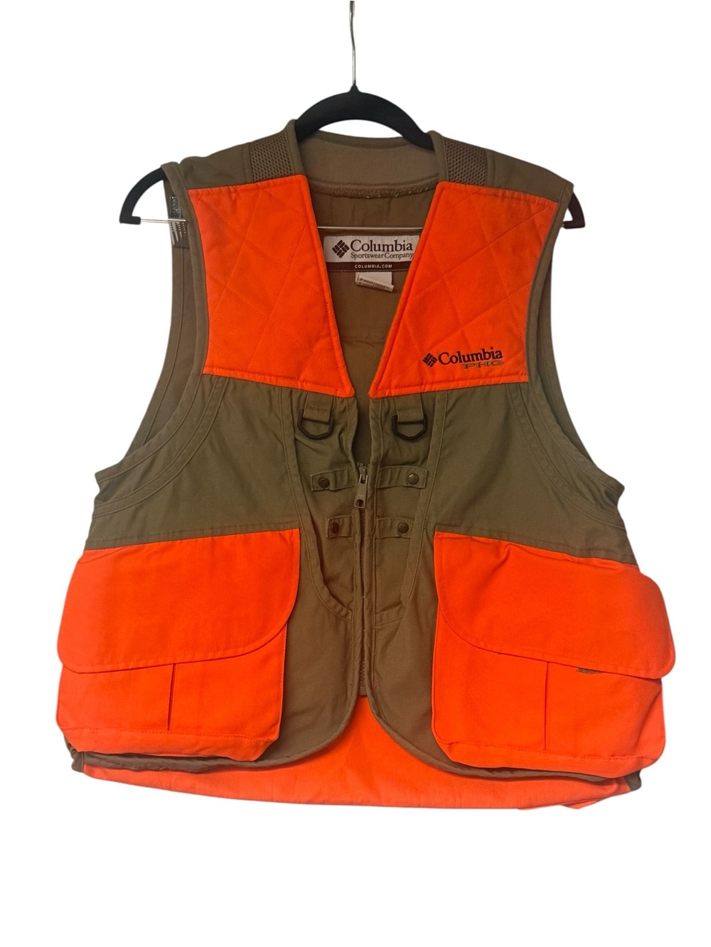Columbia PHG Hunting Vest Mens Small Brown Orange Ptarmigan Bird Pheasant Grouse